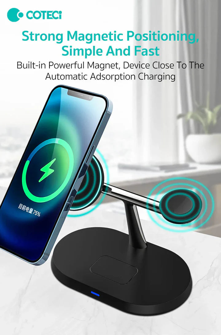 Coteci 3-in-1 Magsafe Wireless Charger with LED Coteci 3-in-1 Magsafe Wireless Charger with LED